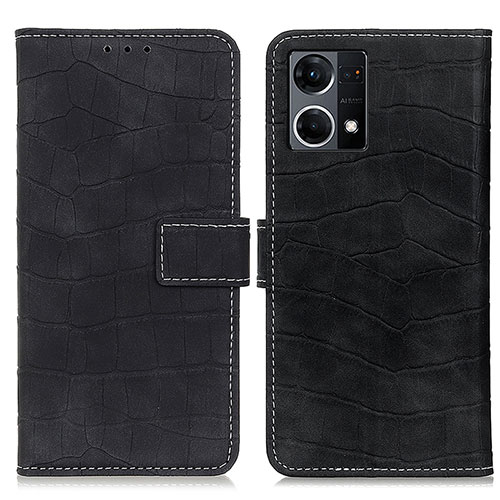 Leather Case Stands Flip Cover Holder K07Z for Oppo F21 Pro 4G Black