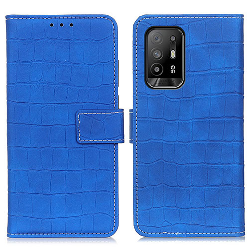 Leather Case Stands Flip Cover Holder K07Z for Oppo Reno5 Z 5G Blue