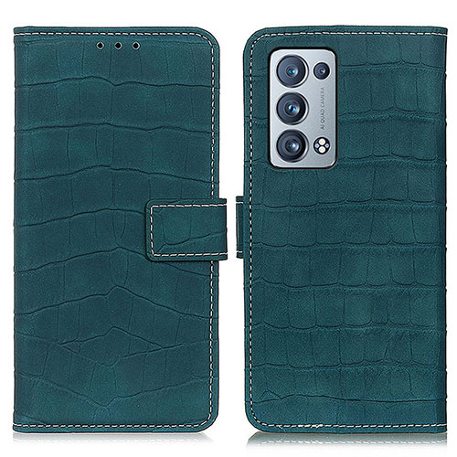 Leather Case Stands Flip Cover Holder K07Z for Oppo Reno6 Pro+ Plus 5G Green