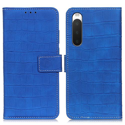 Leather Case Stands Flip Cover Holder K07Z for Sony Xperia 10 IV SOG07 Blue