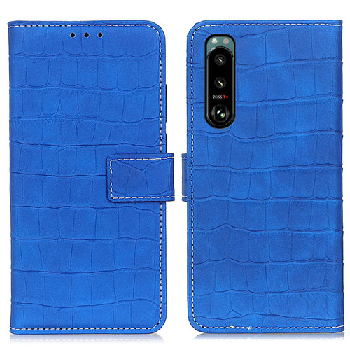 Leather Case Stands Flip Cover Holder K07Z for Sony Xperia 5 III SO-53B Blue