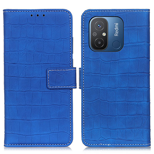 Leather Case Stands Flip Cover Holder K07Z for Xiaomi Poco C55 Blue
