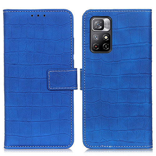 Leather Case Stands Flip Cover Holder K07Z for Xiaomi Poco M4 Pro 5G Blue