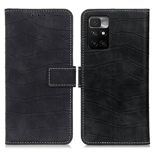 Leather Case Stands Flip Cover Holder K07Z for Xiaomi Redmi 10 4G Black