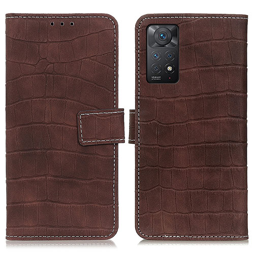 Leather Case Stands Flip Cover Holder K07Z for Xiaomi Redmi Note 11 Pro 5G Brown