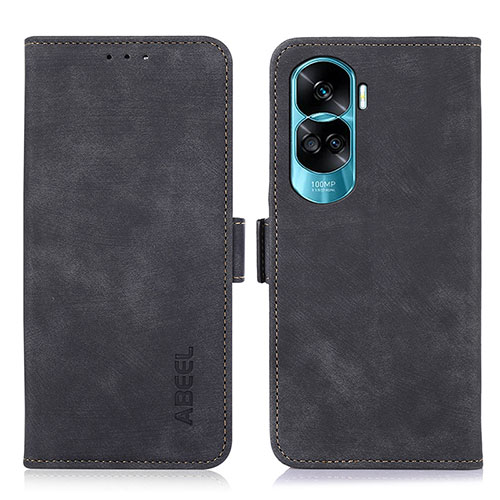 Leather Case Stands Flip Cover Holder K08Z for Huawei Honor 90 Lite 5G Black