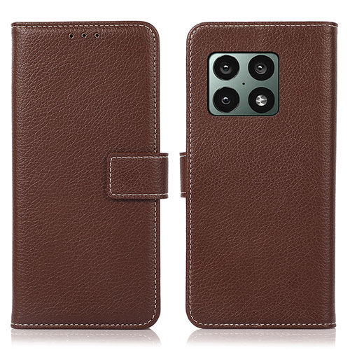 Leather Case Stands Flip Cover Holder K08Z for OnePlus 10 Pro 5G Brown