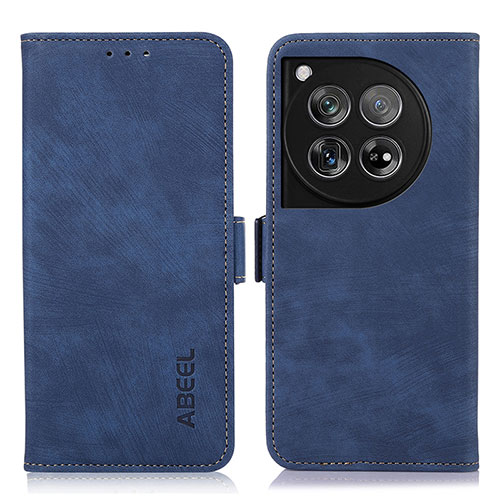 Leather Case Stands Flip Cover Holder K08Z for OnePlus 12 5G Blue