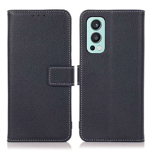 Leather Case Stands Flip Cover Holder K08Z for OnePlus Nord 2 5G Navy Blue