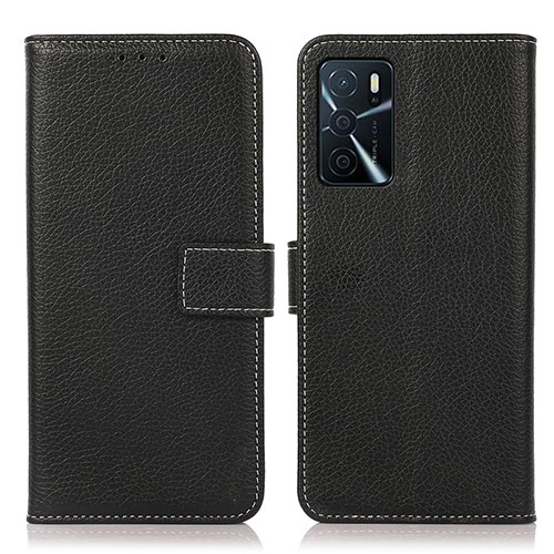 Leather Case Stands Flip Cover Holder K08Z for Oppo A16 Black