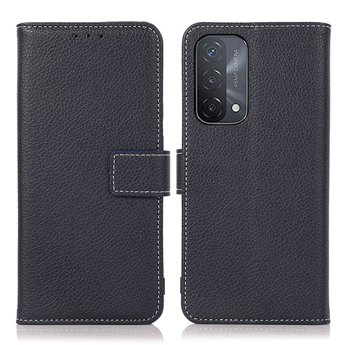 Leather Case Stands Flip Cover Holder K08Z for Oppo A54 5G Navy Blue