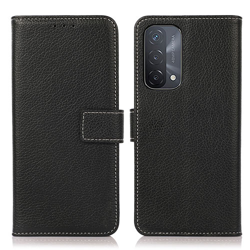 Leather Case Stands Flip Cover Holder K08Z for Oppo A74 5G Black