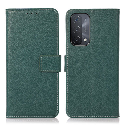 Leather Case Stands Flip Cover Holder K08Z for Oppo A74 5G Green