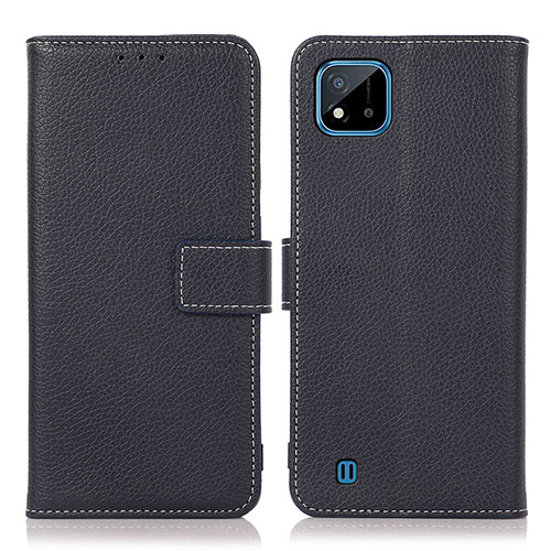 Leather Case Stands Flip Cover Holder K08Z for Realme C20A Navy Blue