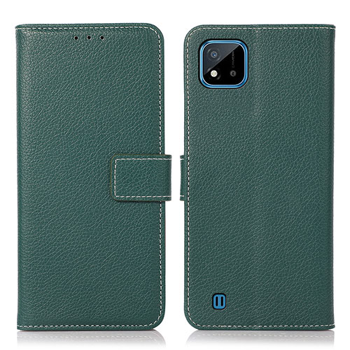 Leather Case Stands Flip Cover Holder K08Z for Realme Narzo 50i Green