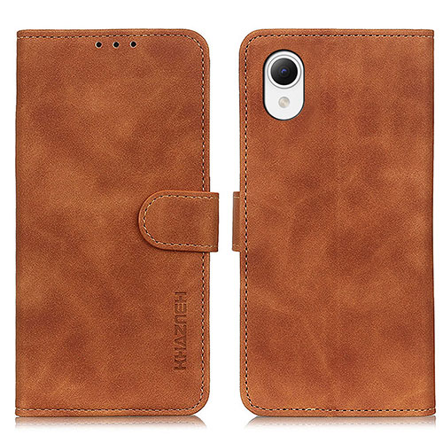 Leather Case Stands Flip Cover Holder K08Z for Samsung Galaxy A23e 5G Brown