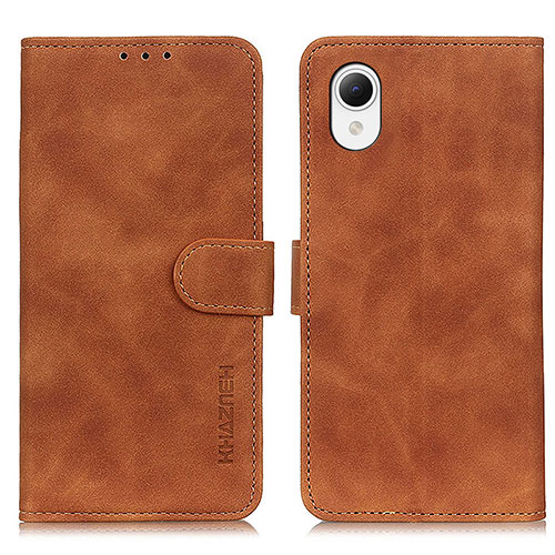 Leather Case Stands Flip Cover Holder K08Z for Samsung Galaxy A23s Brown
