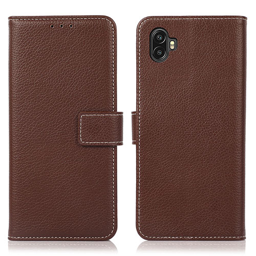 Leather Case Stands Flip Cover Holder K08Z for Samsung Galaxy XCover 6 Pro 5G Brown