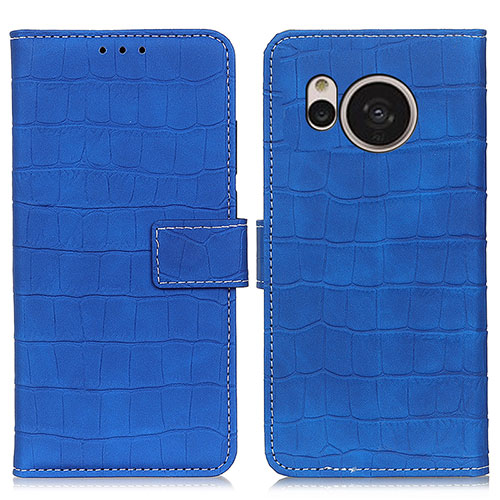 Leather Case Stands Flip Cover Holder K08Z for Sharp Aquos Sense7 Plus Blue