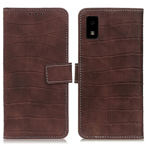 Leather Case Stands Flip Cover Holder K08Z for Sharp Aquos wish2 Brown