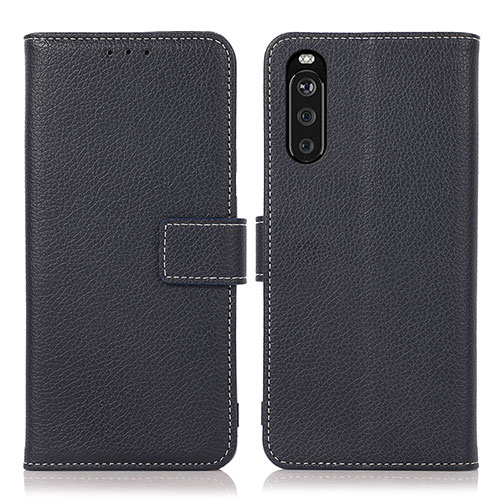 Leather Case Stands Flip Cover Holder K08Z for Sony Xperia 10 III Lite Navy Blue