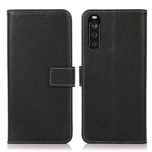 Leather Case Stands Flip Cover Holder K08Z for Sony Xperia 10 III SOG04 Black