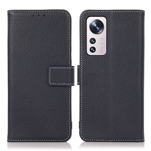 Leather Case Stands Flip Cover Holder K08Z for Xiaomi Mi 12 5G Navy Blue