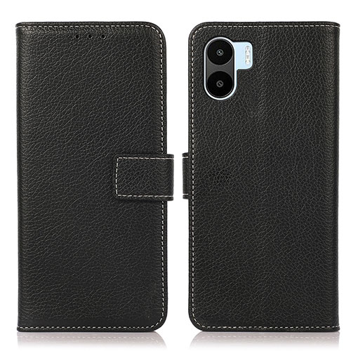 Leather Case Stands Flip Cover Holder K08Z for Xiaomi Poco C51 Black