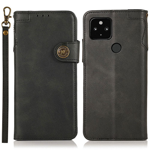 Leather Case Stands Flip Cover Holder K09Z for Google Pixel 4a 5G Black