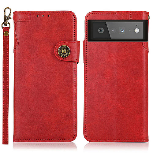 Leather Case Stands Flip Cover Holder K09Z for Google Pixel 6 5G Red