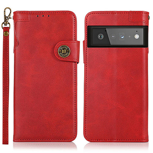 Leather Case Stands Flip Cover Holder K09Z for Google Pixel 6 Pro 5G Red