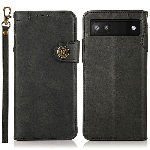 Leather Case Stands Flip Cover Holder K09Z for Google Pixel 6a 5G Black
