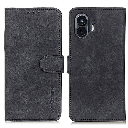 Leather Case Stands Flip Cover Holder K09Z for Nothing Phone 2 Black