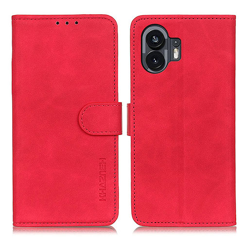 Leather Case Stands Flip Cover Holder K09Z for Nothing Phone 2 Red