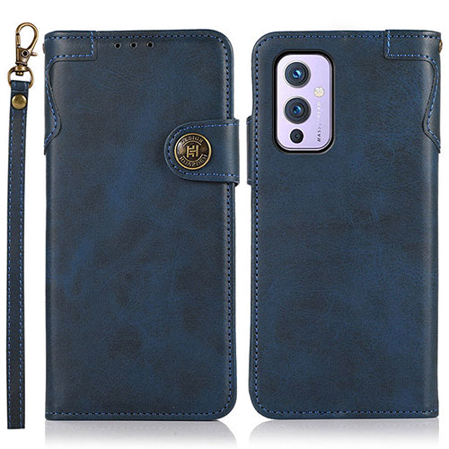 Leather Case Stands Flip Cover Holder K09Z for OnePlus 9 5G Blue