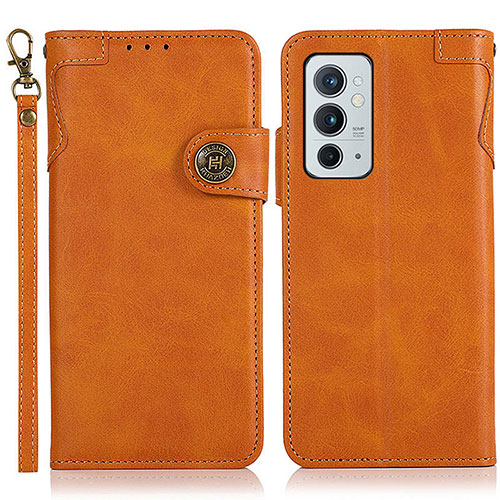 Leather Case Stands Flip Cover Holder K09Z for OnePlus 9RT 5G Brown