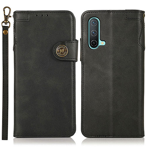 Leather Case Stands Flip Cover Holder K09Z for OnePlus Nord CE 5G Black