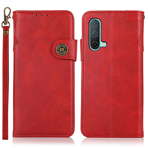 Leather Case Stands Flip Cover Holder K09Z for OnePlus Nord CE 5G Red