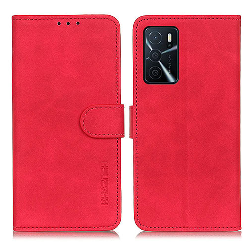 Leather Case Stands Flip Cover Holder K09Z for Oppo A16s Red