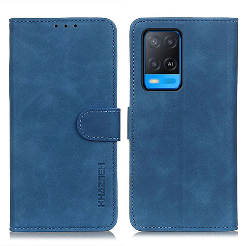 Leather Case Stands Flip Cover Holder K09Z for Oppo A54 4G Blue