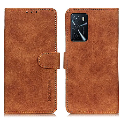 Leather Case Stands Flip Cover Holder K09Z for Oppo A54s Brown