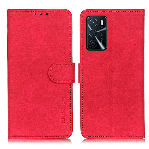 Leather Case Stands Flip Cover Holder K09Z for Oppo A54s Red
