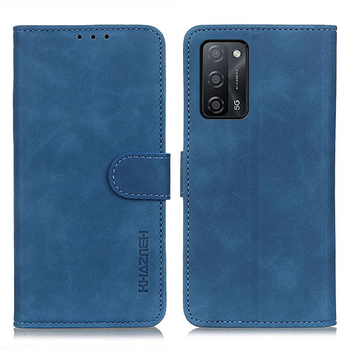 Leather Case Stands Flip Cover Holder K09Z for Oppo A55 5G Blue
