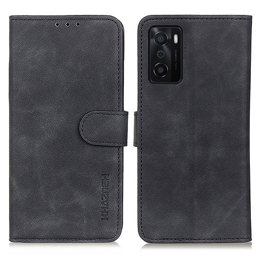 Leather Case Stands Flip Cover Holder K09Z for Oppo A55S 5G Black