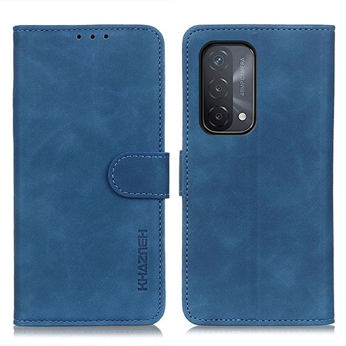 Leather Case Stands Flip Cover Holder K09Z for Oppo A74 5G Blue