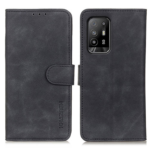 Leather Case Stands Flip Cover Holder K09Z for Oppo A94 5G Black