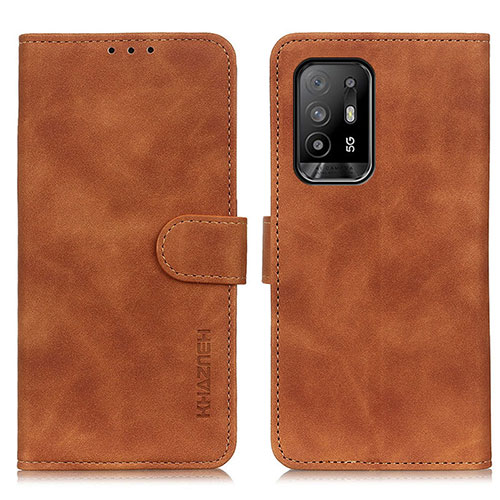 Leather Case Stands Flip Cover Holder K09Z for Oppo A95 5G Brown