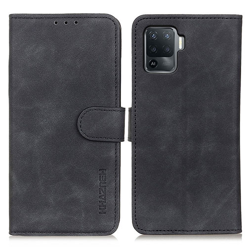 Leather Case Stands Flip Cover Holder K09Z for Oppo F19 Pro Black