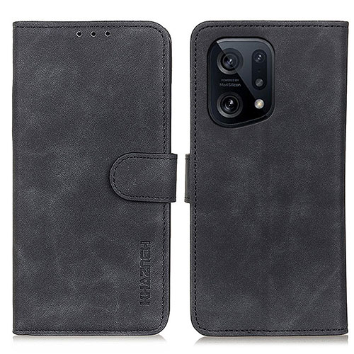 Leather Case Stands Flip Cover Holder K09Z for Oppo Find X5 5G Black