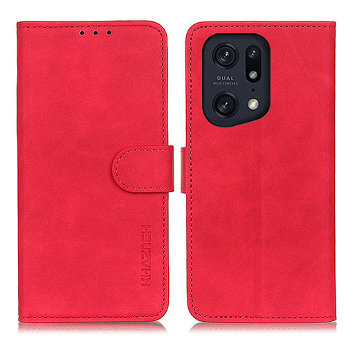 Leather Case Stands Flip Cover Holder K09Z for Oppo Find X5 Pro 5G Red